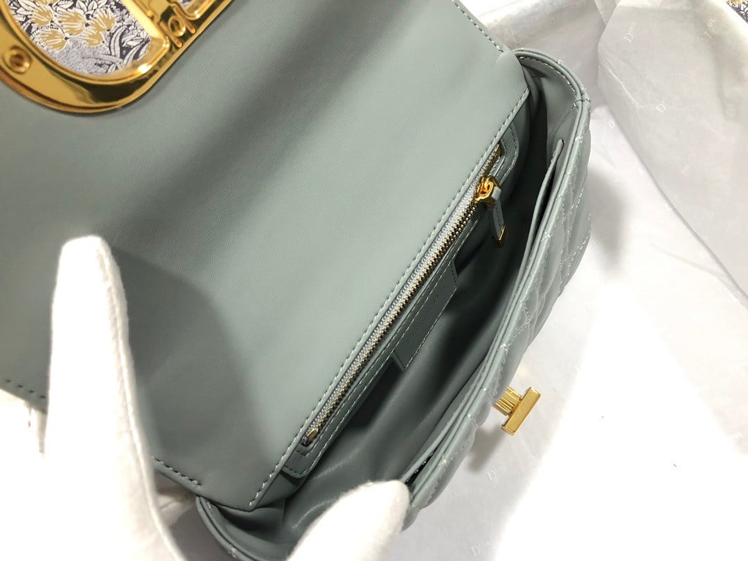 Dior Caro Small Bag In Grey Cannage Calfskin