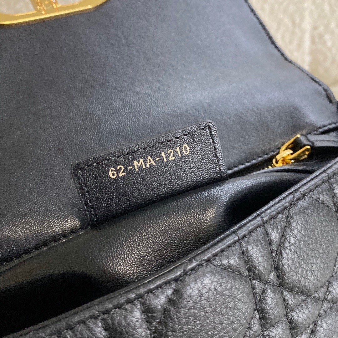 Dior Caro Small Bag In Black Cannage Calfskin