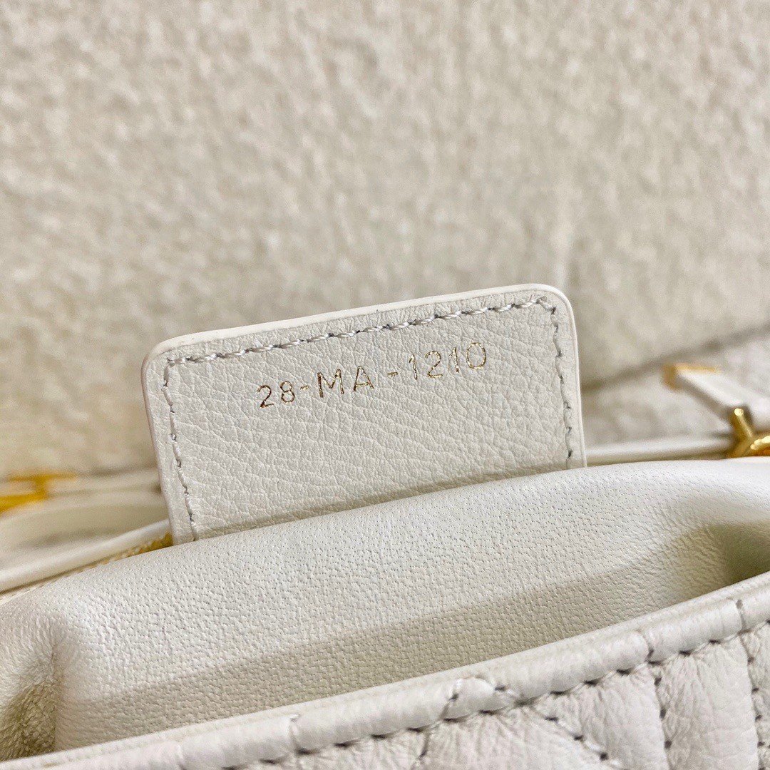 Dior Caro Small Bag In White Cannage Calfskin