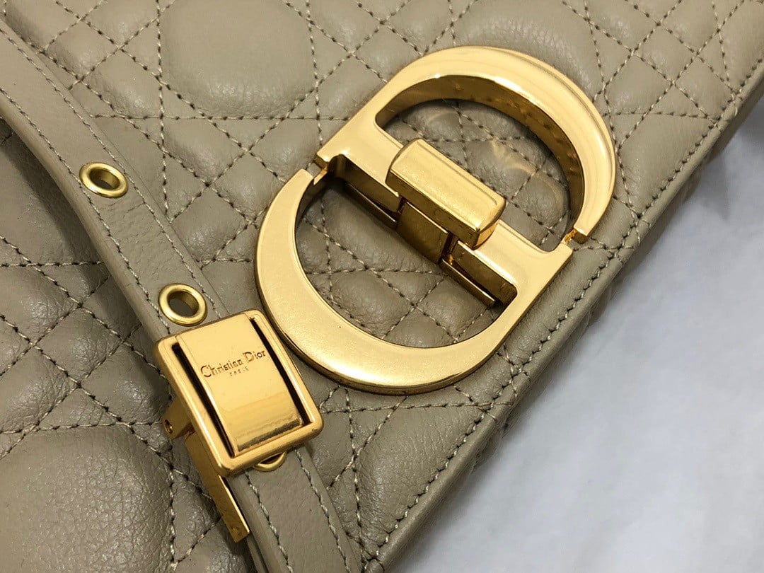 Dior Caro Medium Bag In Beige Cannage Calfskin