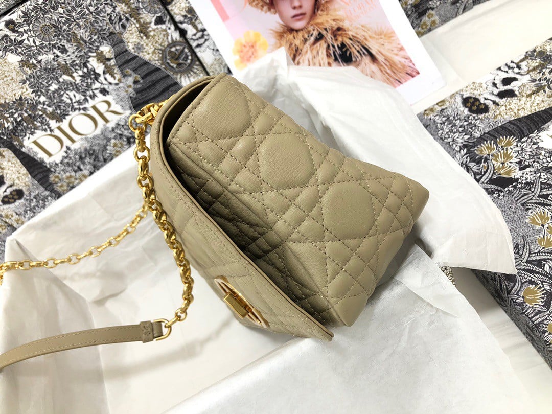 Dior Caro Medium Bag In Beige Cannage Calfskin