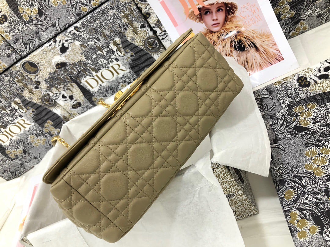 Dior Caro Medium Bag In Beige Cannage Calfskin