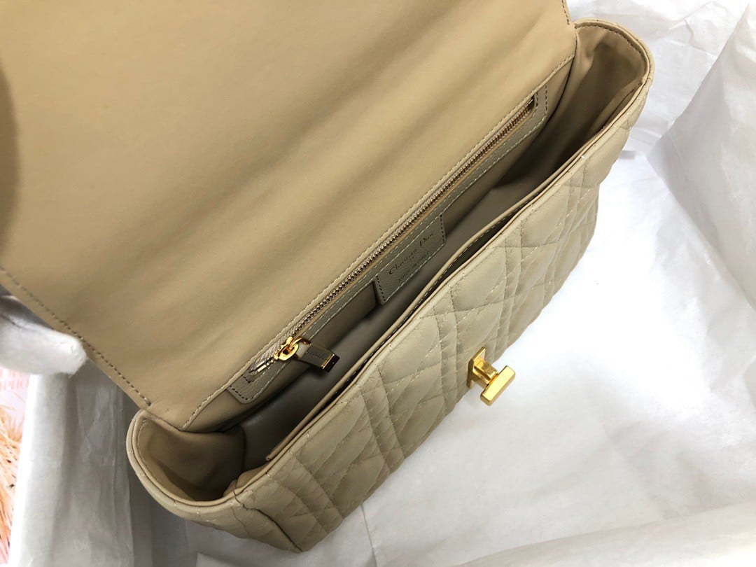 Dior Caro Medium Bag In Beige Cannage Calfskin