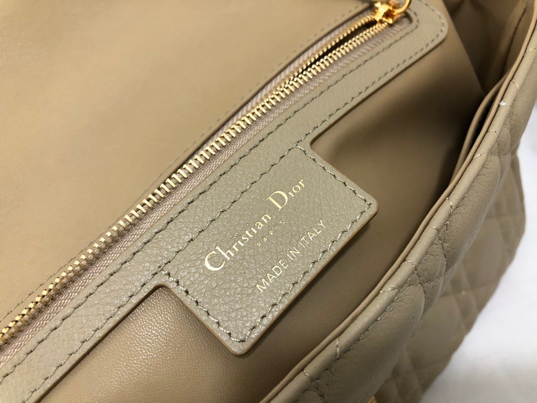 Dior Caro Medium Bag In Beige Cannage Calfskin