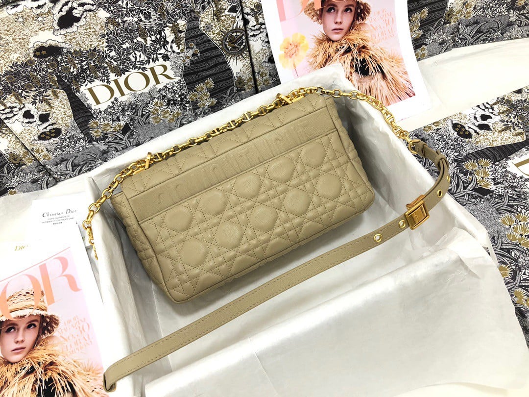 Dior Caro Medium Bag In Beige Cannage Calfskin