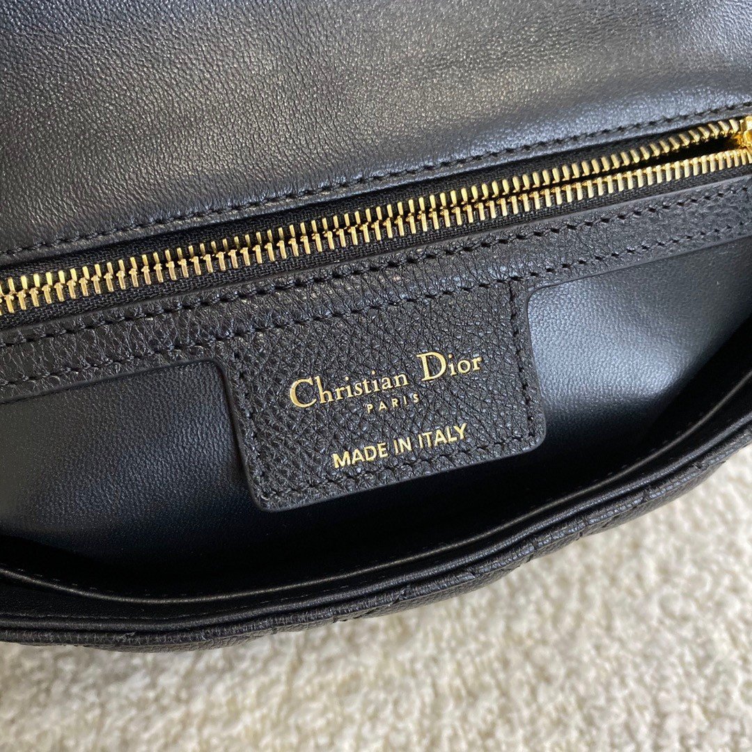 Dior Caro Medium Bag In Black Cannage Calfskin