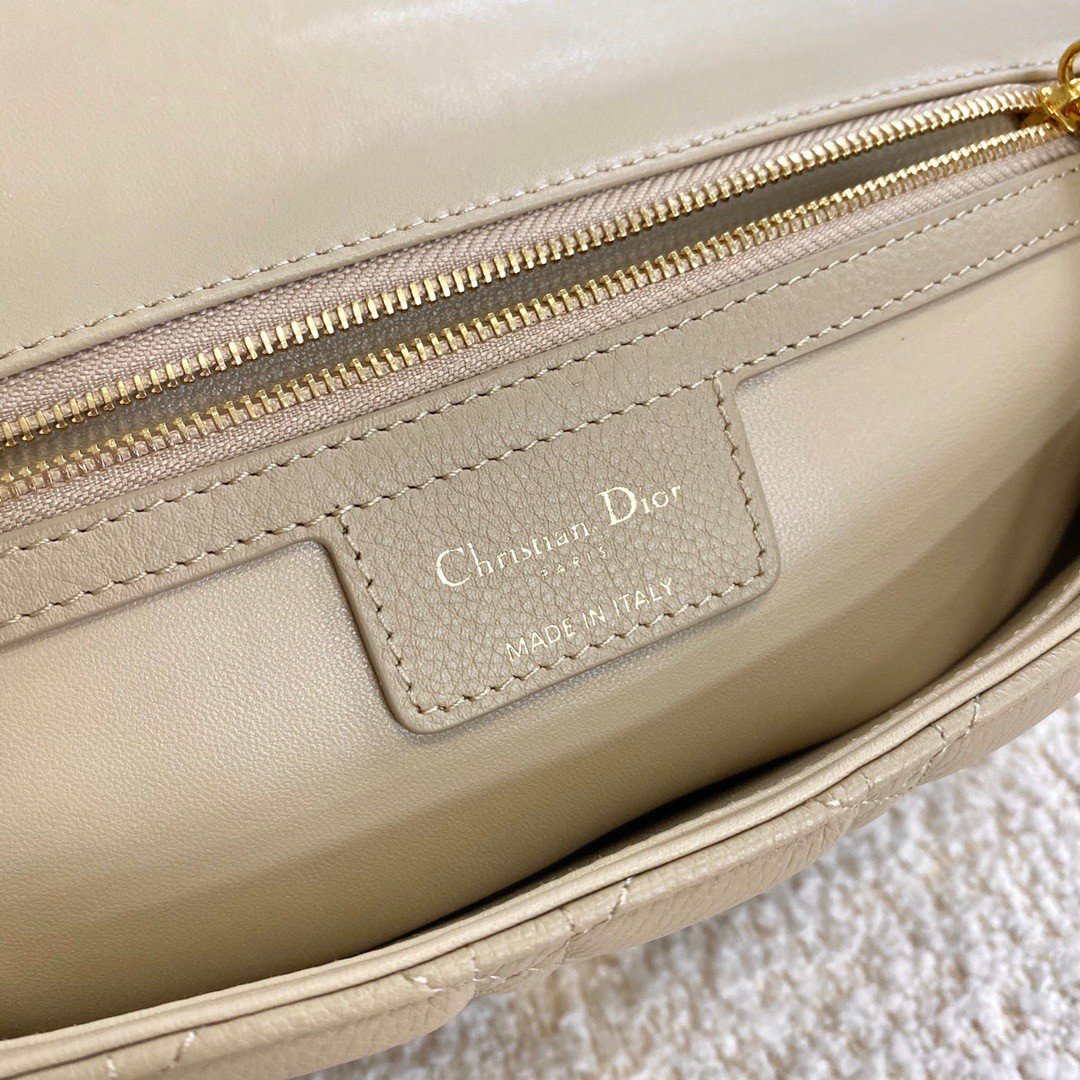 Dior Caro Large Bag In Beige Cannage Calfskin