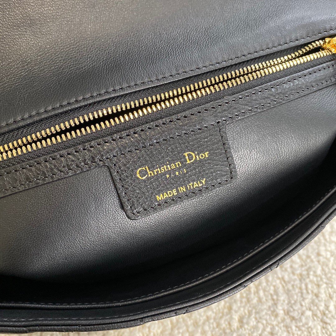 Dior Caro Large Bag In Black Cannage Calfskin