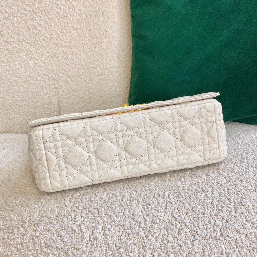 Dior Caro Large Bag In White Cannage Calfskin