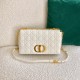 Dior Caro Large Bag In White Cannage Calfskin