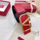 Valentino VLogo Reversible Belt 70mm in Black and Red Calfskin