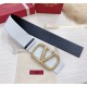 Valentino VLogo Reversible Belt 70mm in White and Black Calfskin