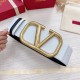 Valentino VLogo Reversible Belt 70mm in White and Black Calfskin