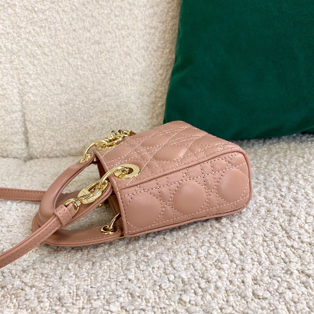 Dior Lady Dior Micro Bag In Poudre Cannage Lambskin