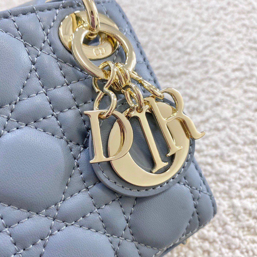 Dior Lady Dior Micro Bag In Blue Cannage Lambskin