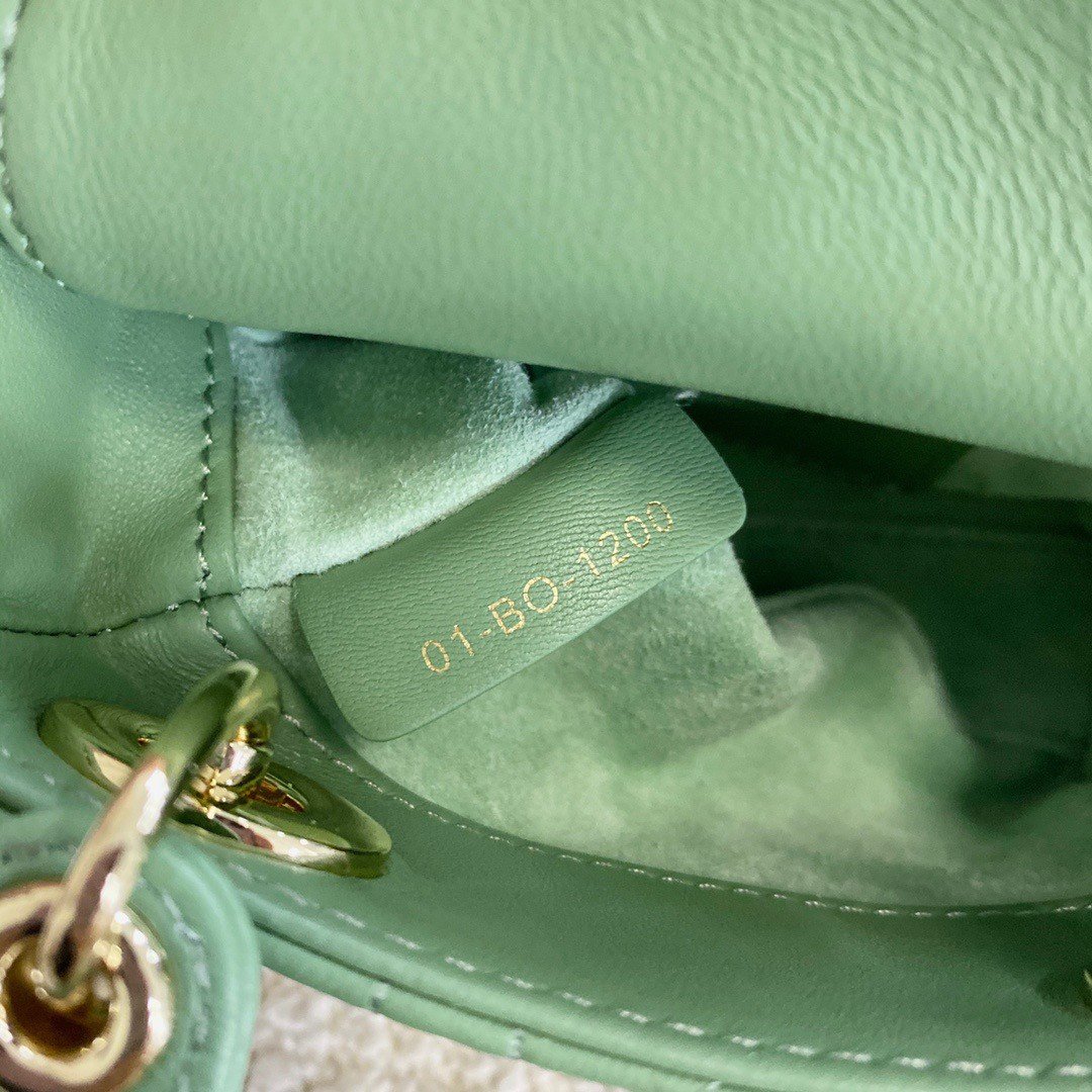 Dior Lady Dior Micro Bag In Mint Cannage Lambskin