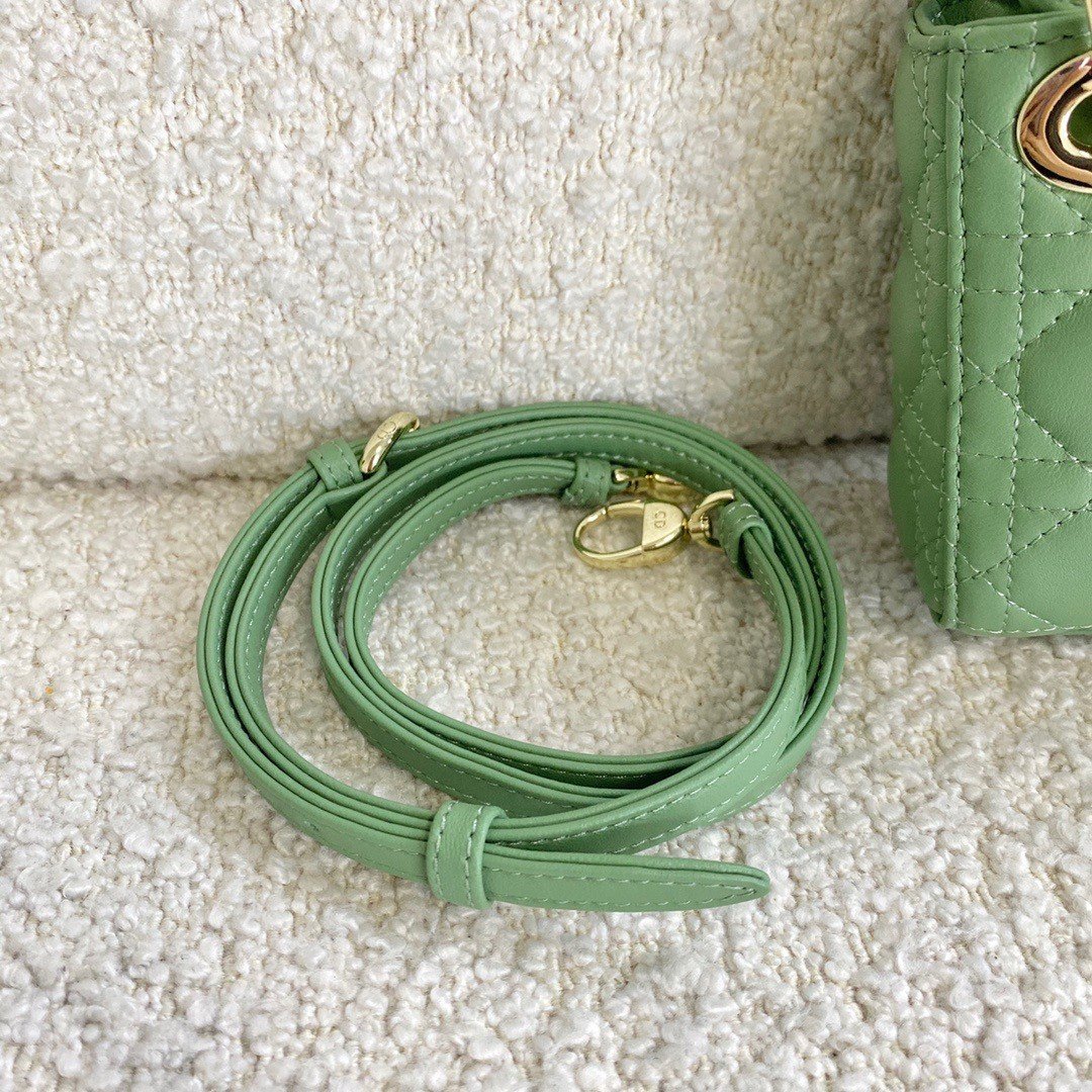 Dior Lady Dior Micro Bag In Mint Cannage Lambskin