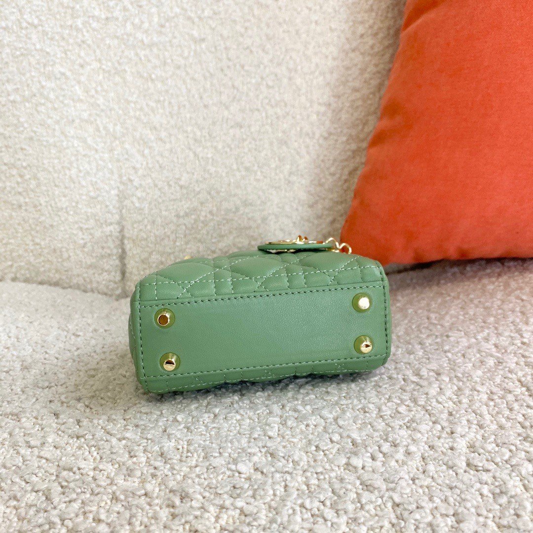 Dior Lady Dior Micro Bag In Mint Cannage Lambskin