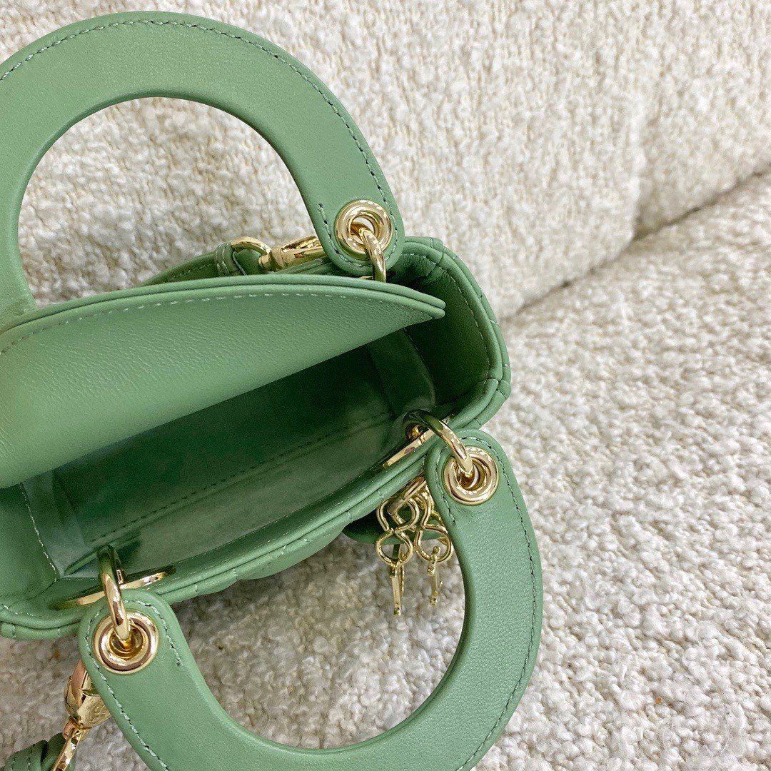 Dior Lady Dior Micro Bag In Mint Cannage Lambskin