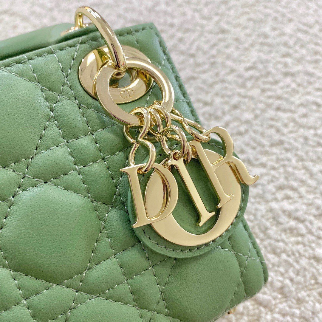 Dior Lady Dior Micro Bag In Mint Cannage Lambskin