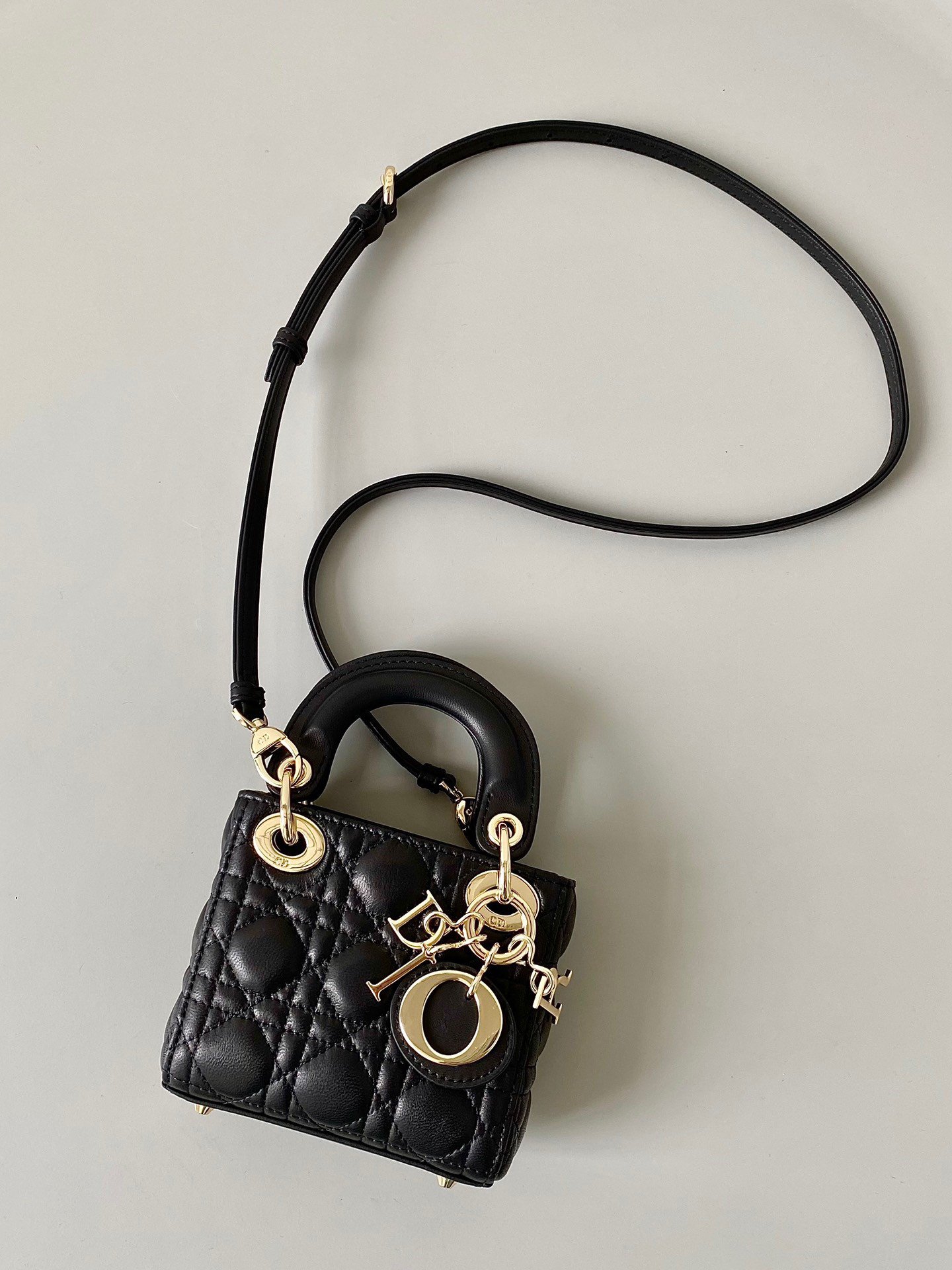 Dior Lady Dior Micro Bag In Black Cannage Lambskin