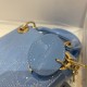 Dior Lady Dior Micro Bag In Blue Patent Cannage Calfskin