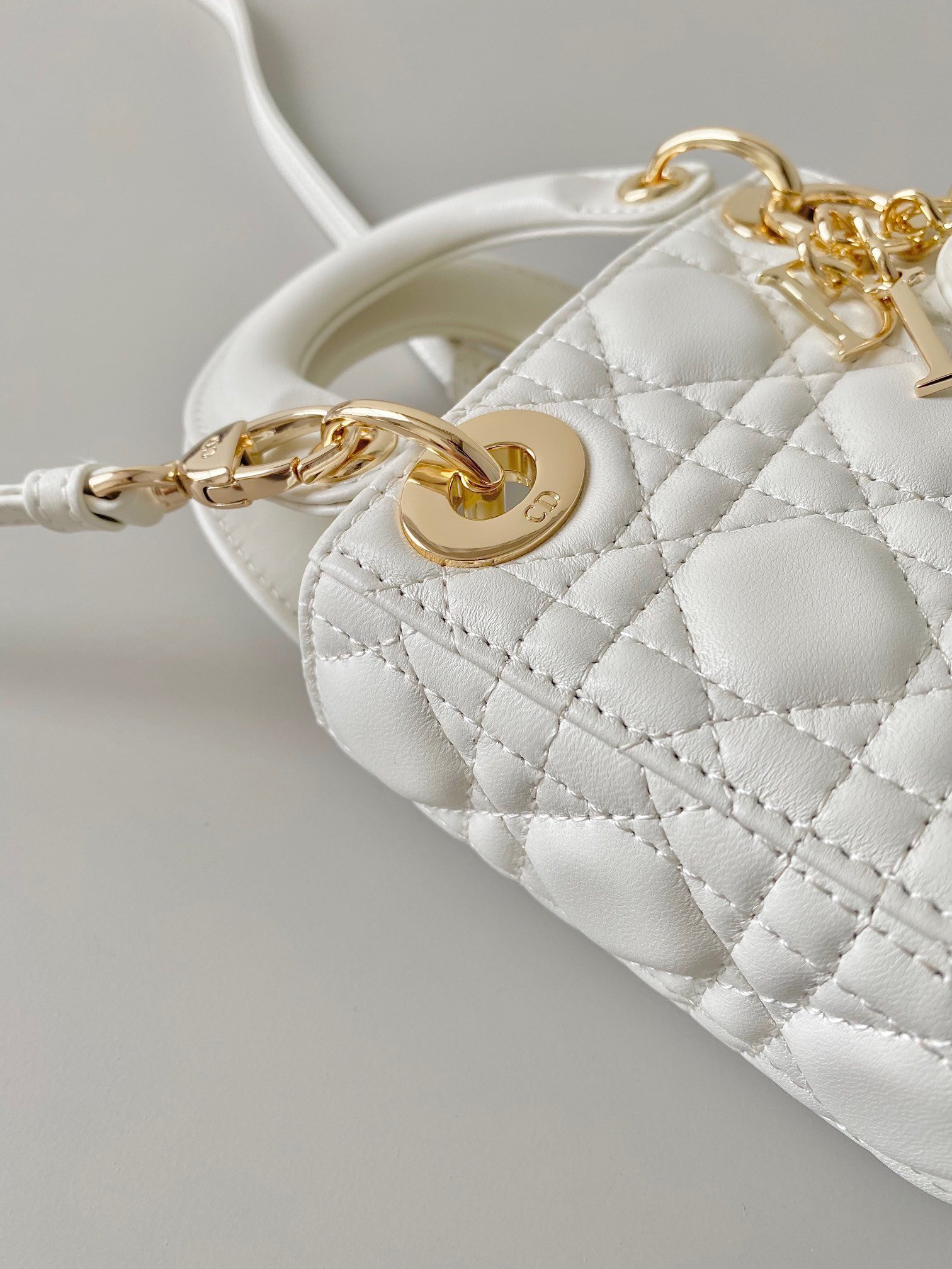 Dior Lady Dior Micro Bag In White Cannage Lambskin