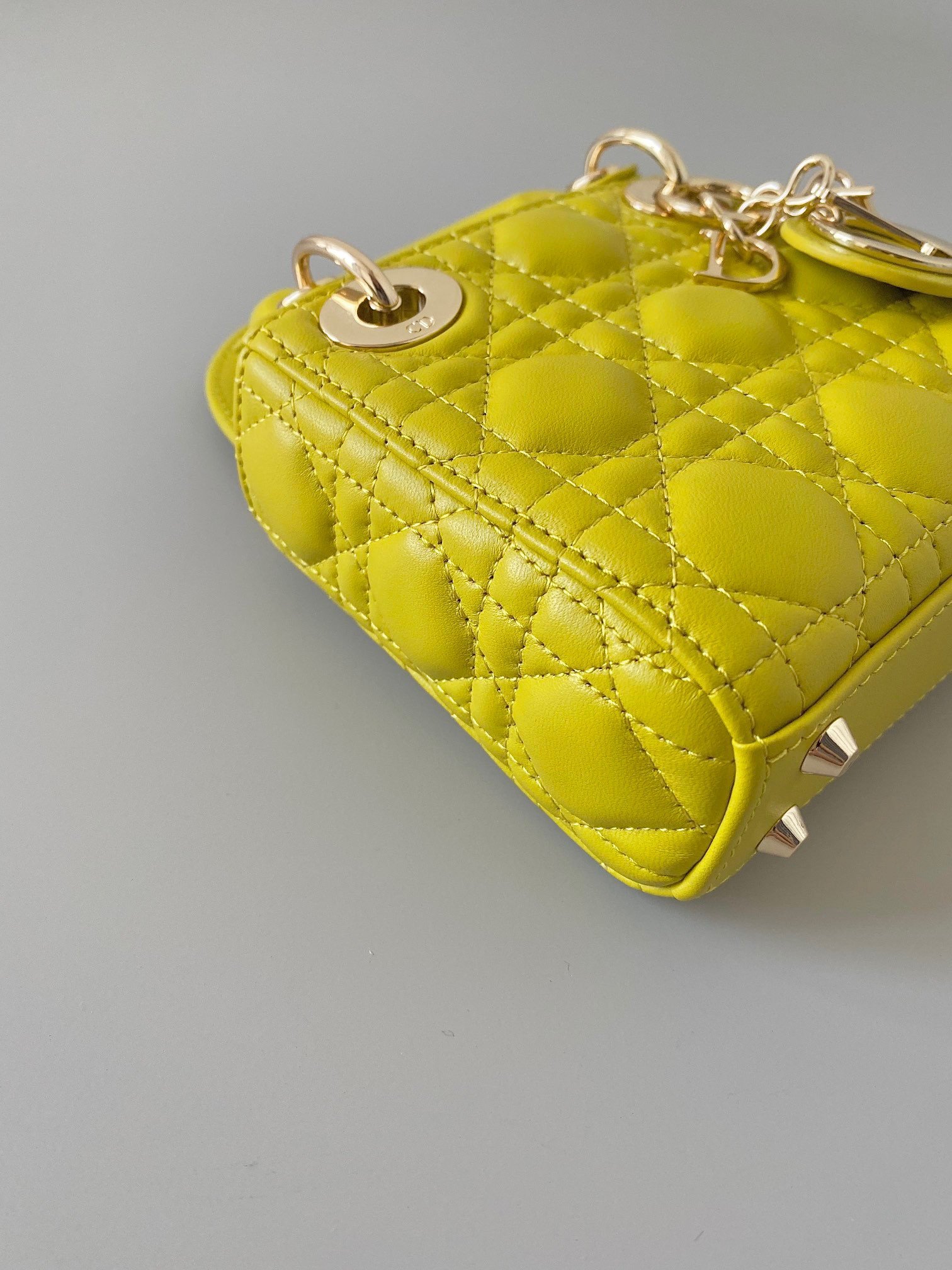 Dior Lady Dior Micro Bag In Yellow Cannage Lambskin