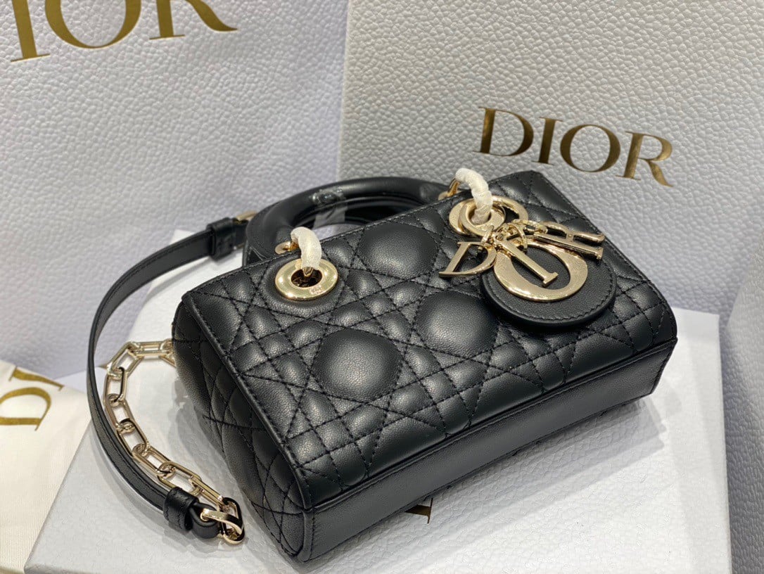 Dior Lady D-Joy Micro Bag In Black Cannage Lambskin