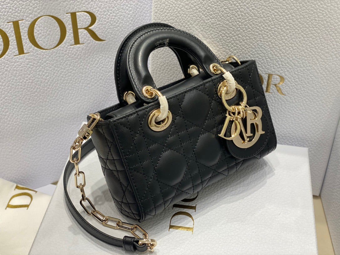 Dior Lady D-Joy Micro Bag In Black Cannage Lambskin