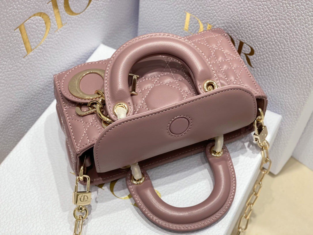 Dior Lady D-Joy Micro Bag In Peony Pink Cannage Lambskin