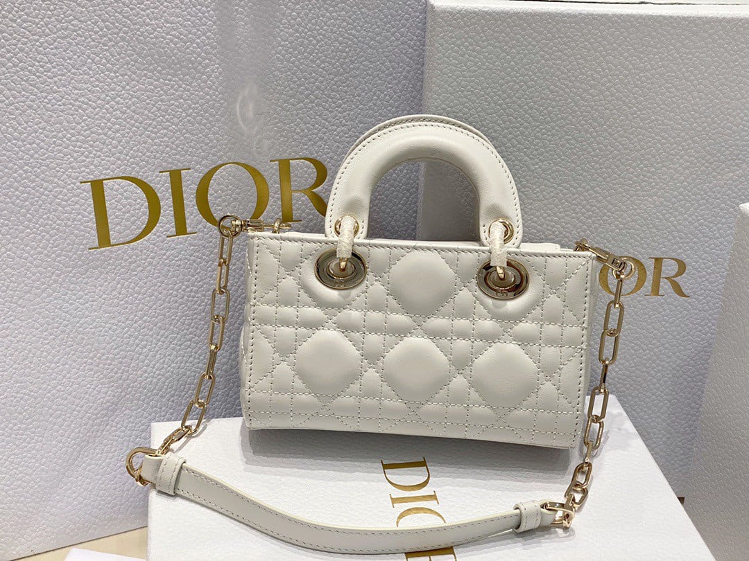 Dior Lady D-Joy Micro Bag In White Cannage Lambskin