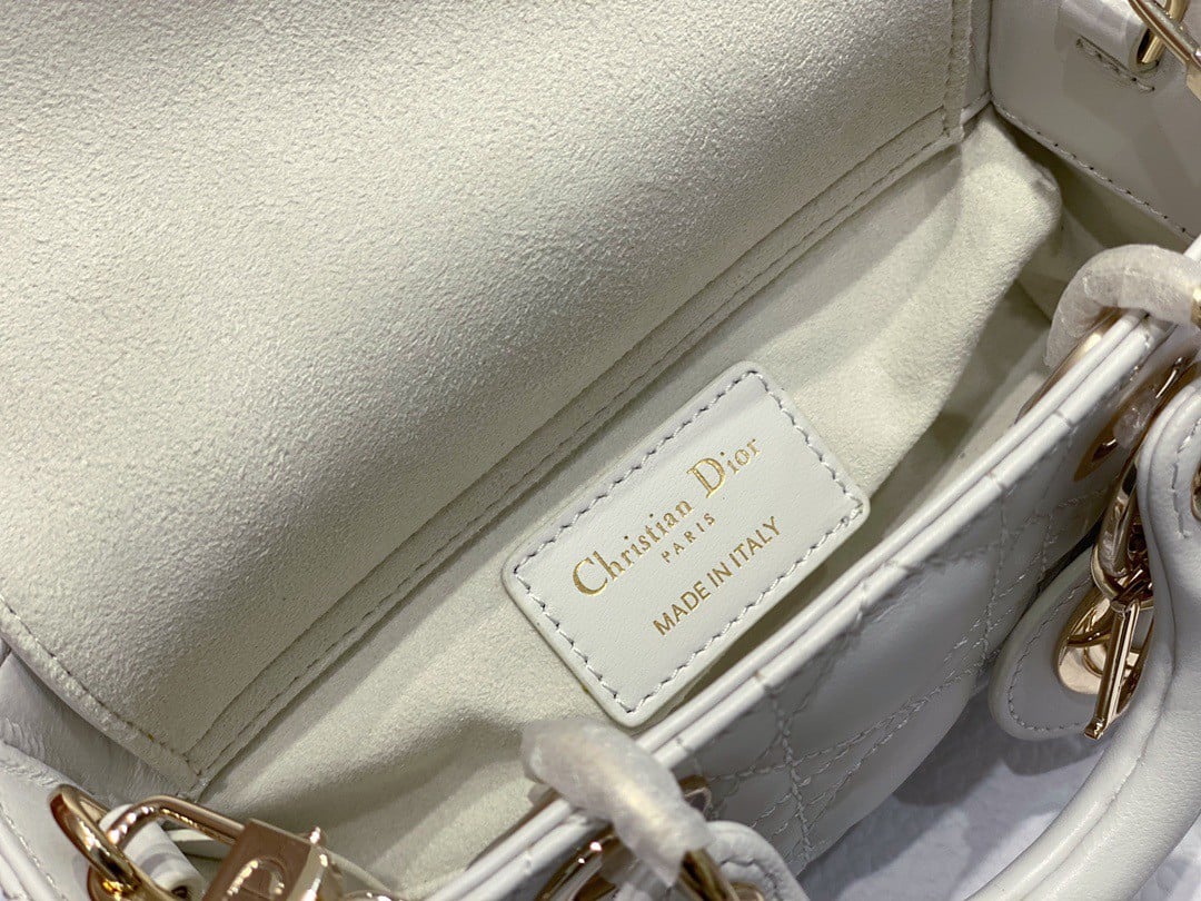 Dior Lady D-Joy Micro Bag In White Cannage Lambskin