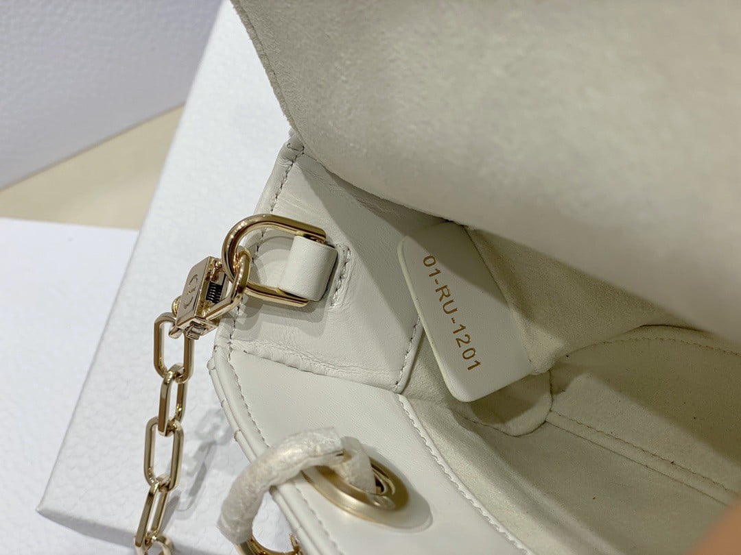 Dior Lady D-Joy Micro Bag In White Cannage Lambskin