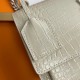 Saint Laurent Sunset Medium Chain Bag In Ivory Croc-embossed Leather