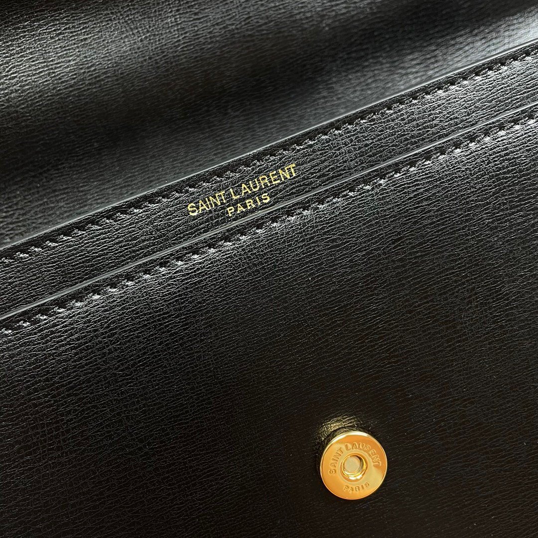 Saint Laurent Sunset Medium Top Handle Bag In Black Calfskin