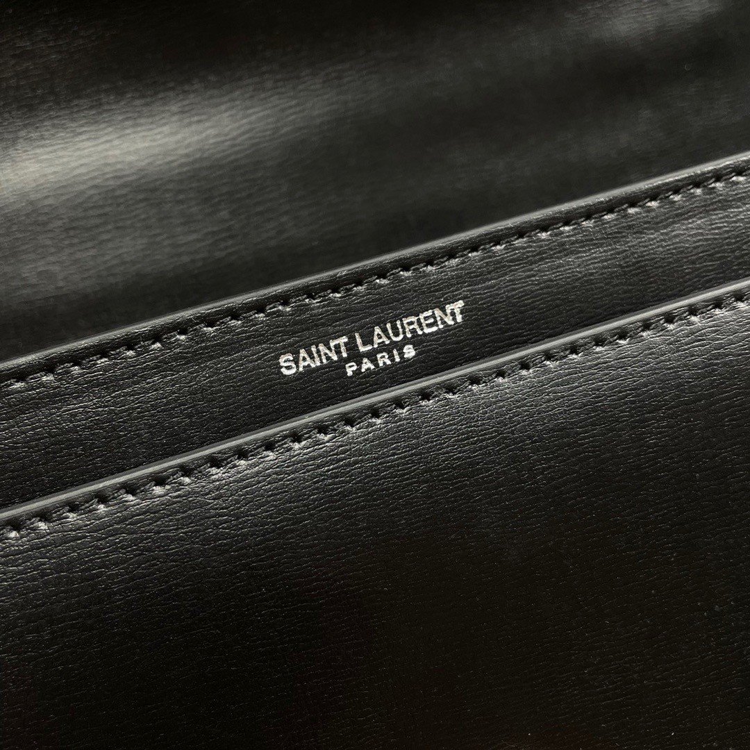 Saint Laurent Sunset Medium Top Handle Bag In Noir Calfskin