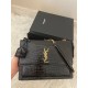 Saint Laurent Sunset Large Chain Bag In Black Crocodile-embossed Leather