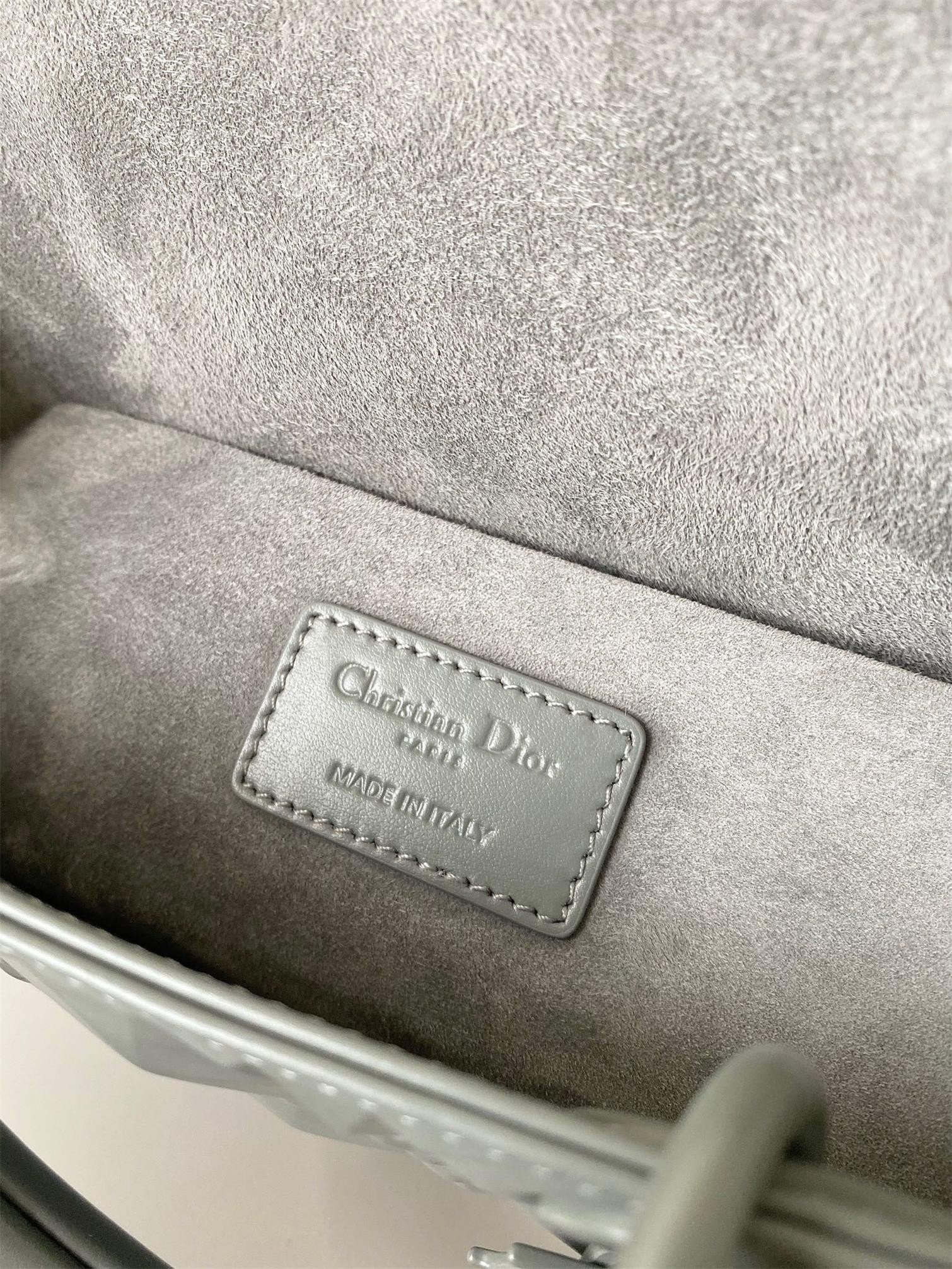 Dior Lady D-Joy Medium Bag In Grey Calfskin with Diamond Motif