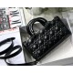 Dior Lady D-Joy Medium Bag In Black Calfskin with Diamond Motif