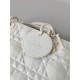 Dior Lady D-Joy Medium Bag In White Calfskin with Diamond Motif