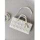 Dior Lady D-Joy Medium Bag In White Calfskin with Diamond Motif