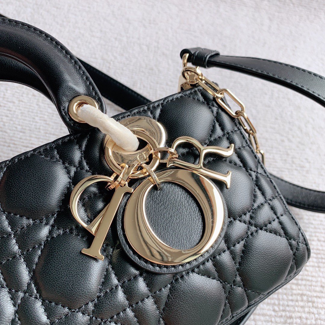 Dior Lady D-Joy Medium Bag In Black Cannage Lambskin