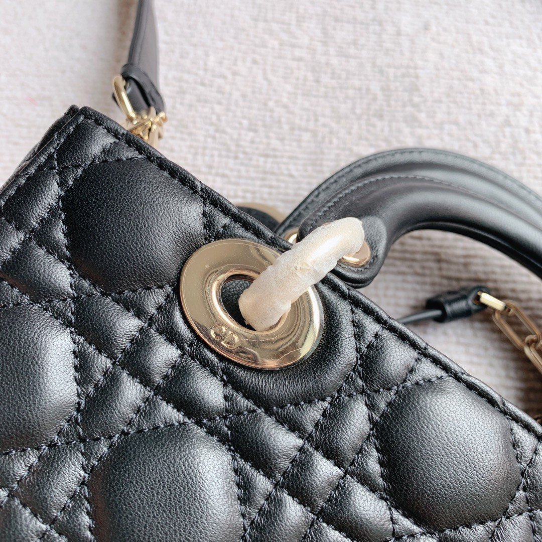 Dior Lady D-Joy Medium Bag In Black Cannage Lambskin