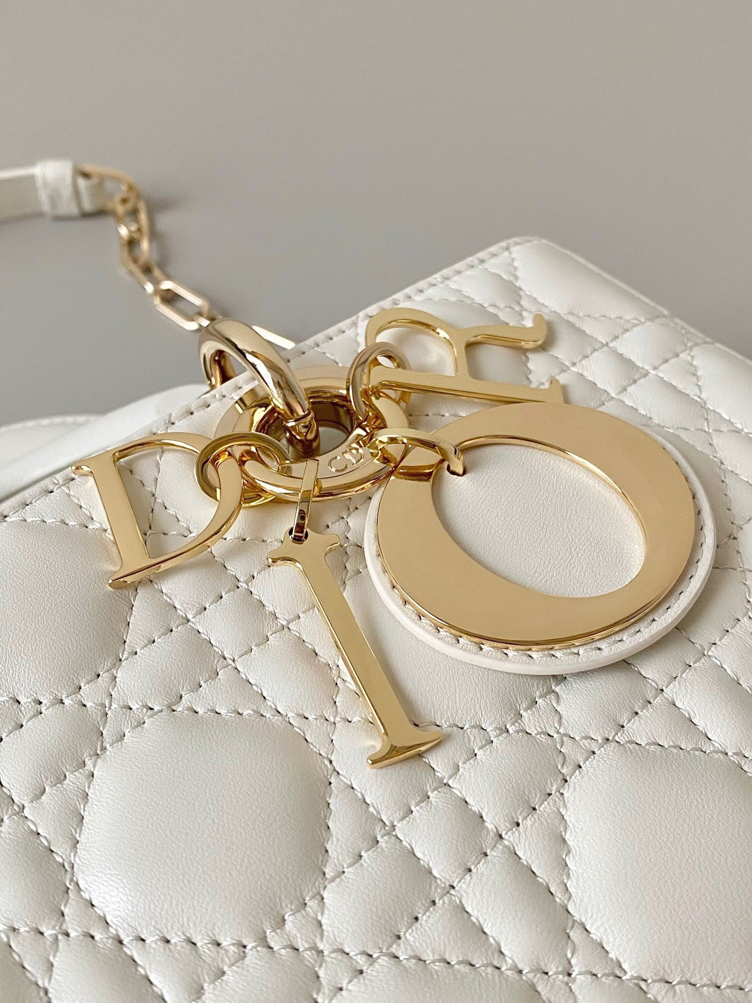 Dior Lady D-Joy Medium Bag In White Cannage Lambskin