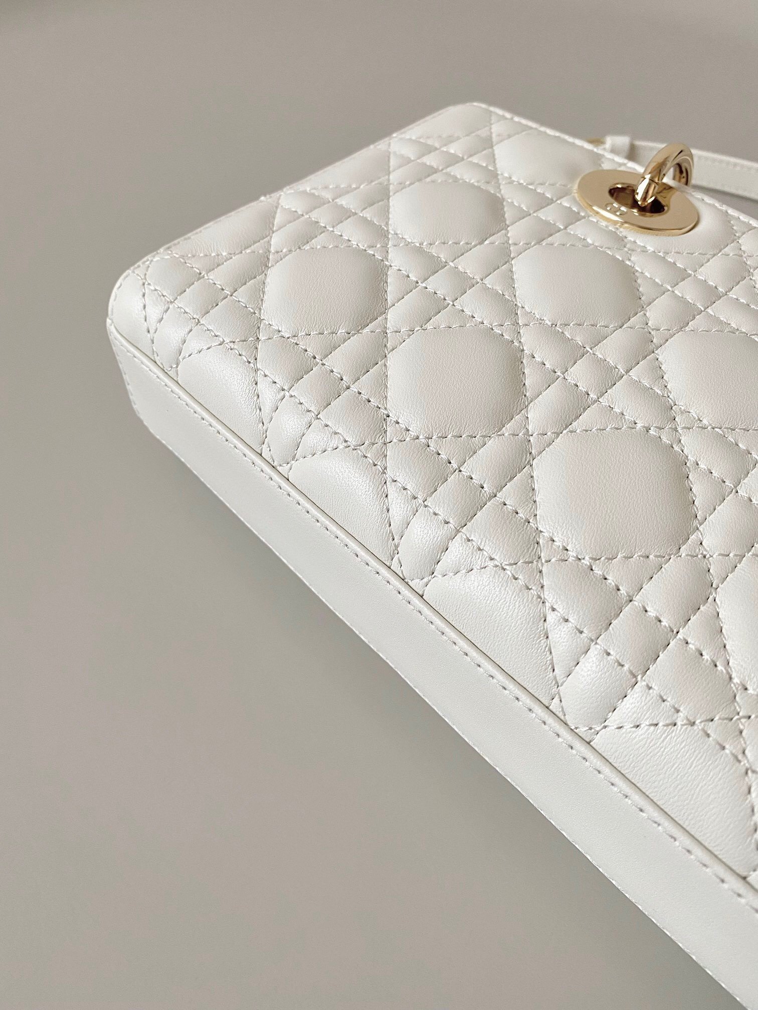 Dior Lady D-Joy Medium Bag In White Cannage Lambskin