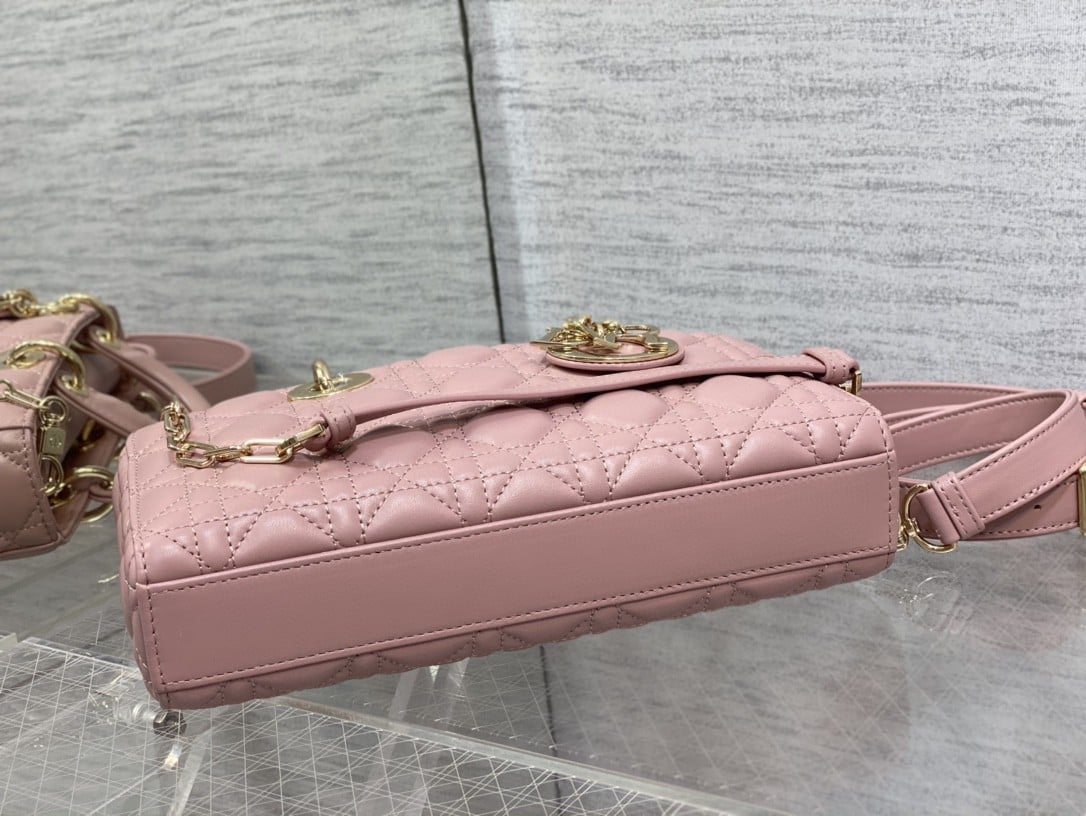 Dior Lady D-Joy Medium Bag In Peony Pink Cannage Lambskin