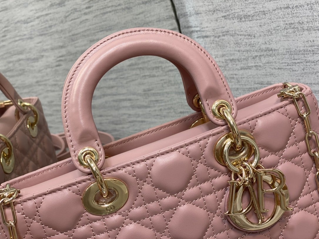 Dior Lady D-Joy Medium Bag In Peony Pink Cannage Lambskin