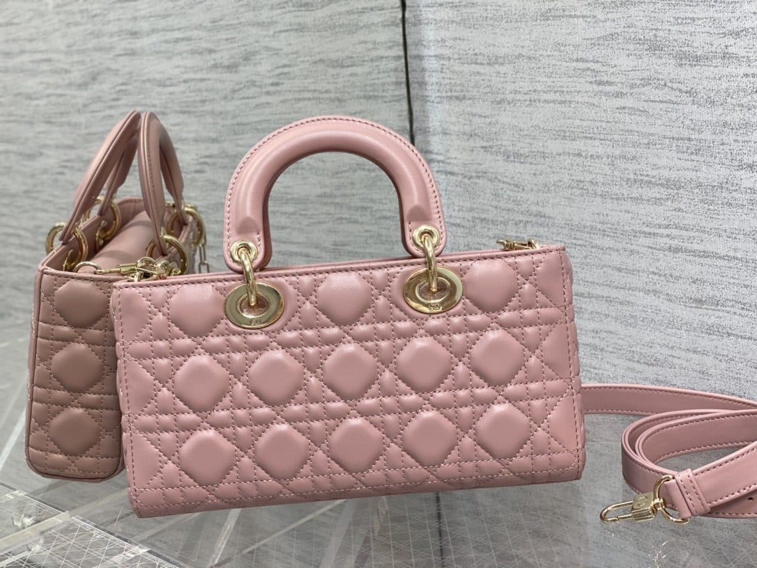 Dior Lady D-Joy Medium Bag In Peony Pink Cannage Lambskin