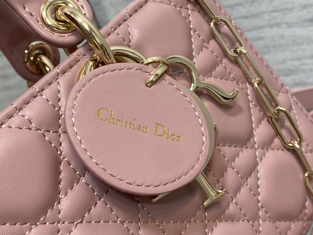 Dior Lady D-Joy Medium Bag In Peony Pink Cannage Lambskin